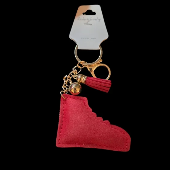 Sparkly Red Sneaker Rhinestone Bagcharm / Keychain - Picture 2 of 3